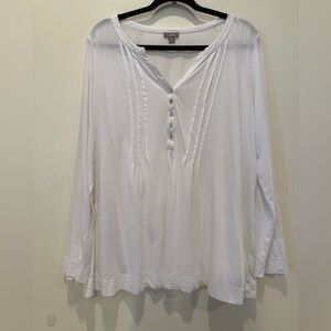 J. Jill White Long Sleeve Button-Front Top